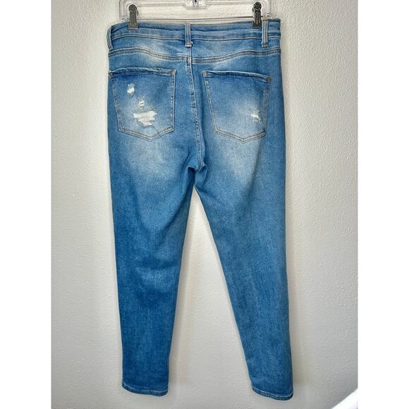 Wax Jean Collection Medium Wash Distressed Holes Boyfriend Denim Jeans 30 - Picture 8 of 14